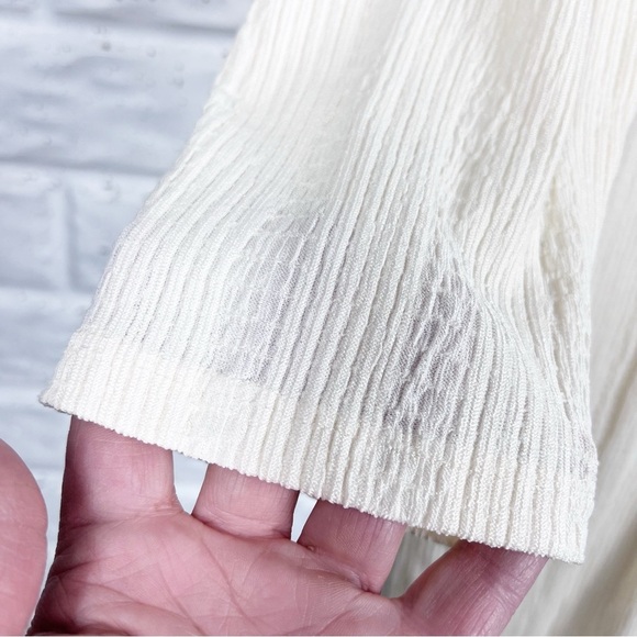 FREE PEOPLE BEACH Astr Ivory long v-neck collared Dress Cover-up - Picture 6 of 11